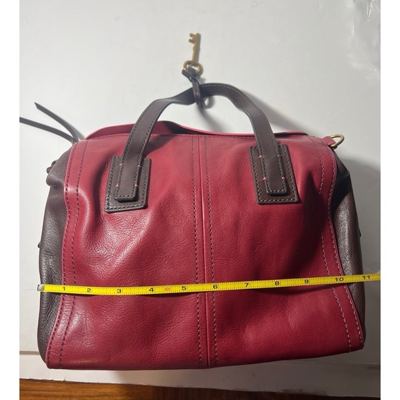 Fossil Red and Brown Leather Handbag with Key Charm - Picture 7 of 9